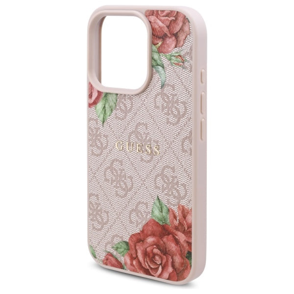MagSafe Hülle für Apple iPhone 16 Pro Max, Guess, 4G Flowers Print, Rosa