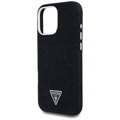 MagSafe Case for Apple iPhone 16 Pro Max, Guess, Denim Triangle Logo, Black