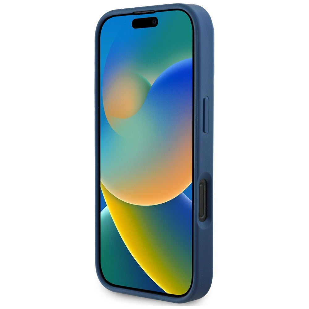 MagSafe Hülle für Apple iPhone 16 Pro Max, Guess, Grained Flowers, Blau