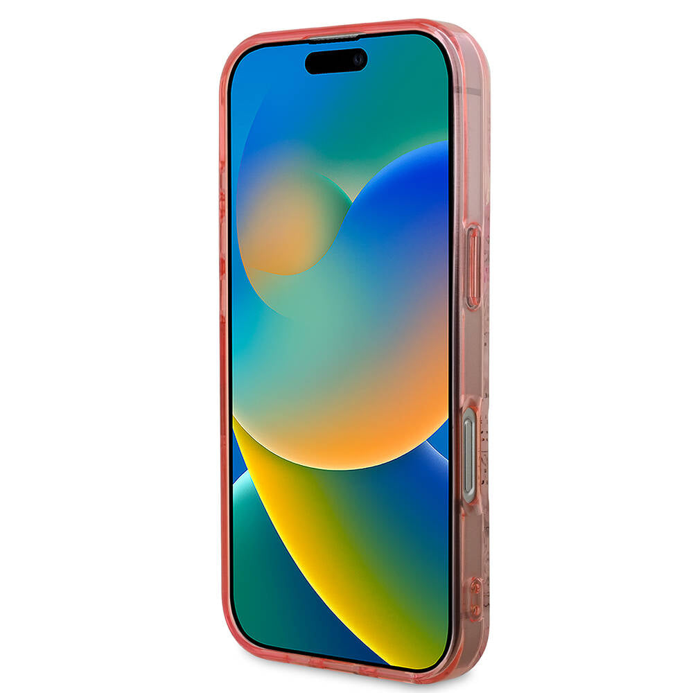 MagSafe Hülle für Apple iPhone 16 Pro Max, Guess, IML Flower & Tonal Circle, Rosa