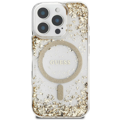 MagSafe Hülle für Apple iPhone 16 Pro Max, Guess, Resin Bottom Glitter, Gold