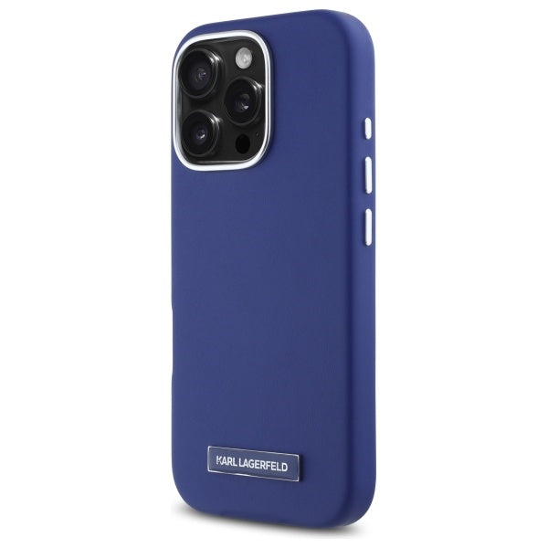 MagSafe Hülle für Apple iPhone 16 Pro Max, Karl Lagerfeld, FW Metal Plate, Blau