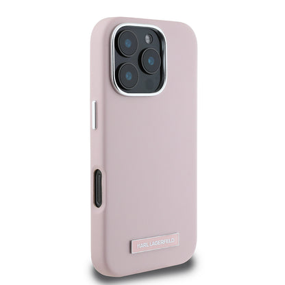 MagSafe Case for Apple iPhone 16 Pro Max, Karl Lagerfeld, FW Metal Plate, Pink