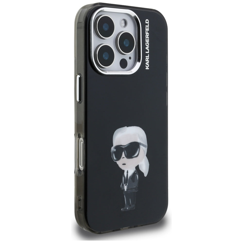 MagSafe Hülle für Apple iPhone 16 Pro Max, Karl Lagerfeld, IML Aquarelle Logo Karl, Schwarz