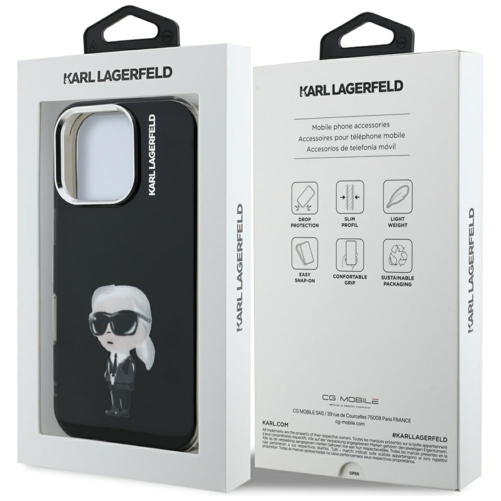 MagSafe Hülle für Apple iPhone 16 Pro Max, Karl Lagerfeld, IML Aquarelle Logo Karl, Schwarz