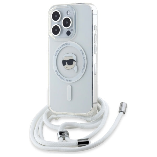 MagSafe Case for Apple iPhone 16 Pro Max, Karl Lagerfeld, IML Crossbody Karl's Head, Transparent