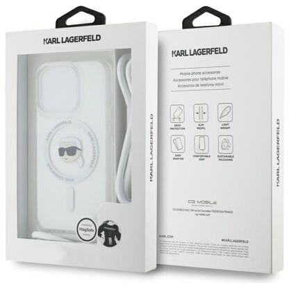MagSafe Case for Apple iPhone 16 Pro Max, Karl Lagerfeld, IML Crossbody Karl's Head, Transparent