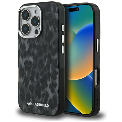 MagSafe Case for Apple iPhone 16 Pro Max, Karl Lagerfeld, IML Leopard Pattern, Black