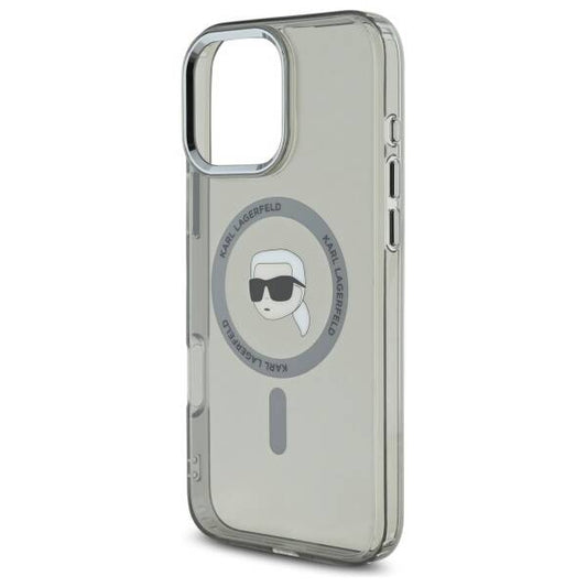 MagSafe Hülle für Apple iPhone 16 Pro Max, Karl Lagerfeld, IML Metal Karl's Head, Schwarz