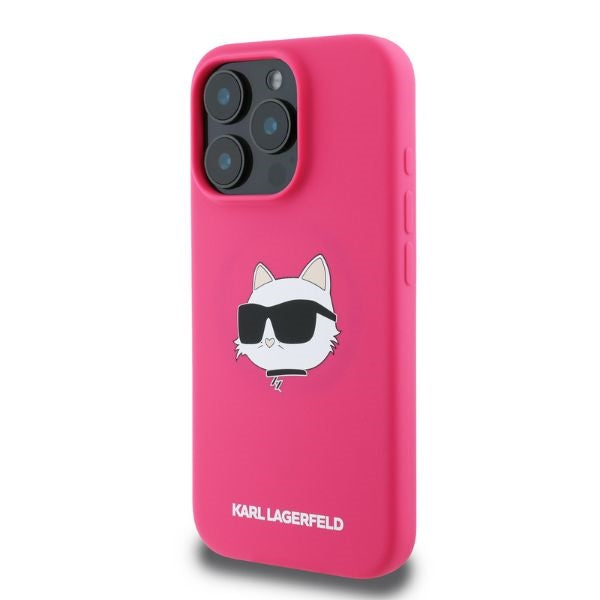 MagSafe Hülle für Apple iPhone 16 Pro Max, Karl Lagerfeld, Silikon Choupette's Head, Fuchsia
