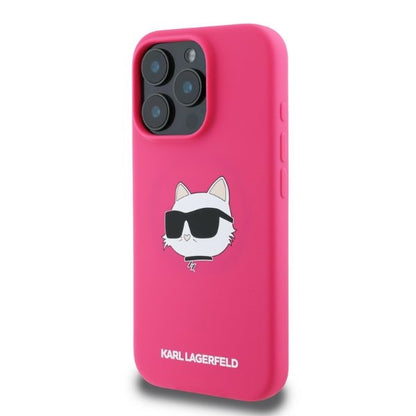 MagSafe Hülle für Apple iPhone 16 Pro Max, Karl Lagerfeld, Silikon Choupette's Head, Fuchsia