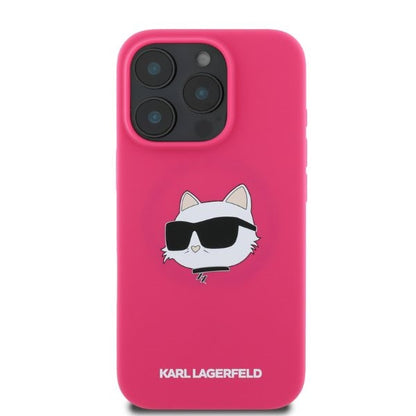 MagSafe Hülle für Apple iPhone 16 Pro Max, Karl Lagerfeld, Silikon Choupette's Head, Fuchsia