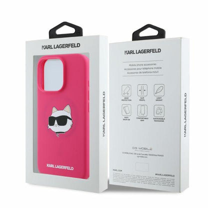 MagSafe Hülle für Apple iPhone 16 Pro Max, Karl Lagerfeld, Silikon Choupette's Head, Fuchsia