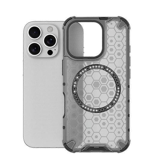 MagSafe Case for Apple iPhone 16 Pro Max, Techsuit, HoneyComb Shield, Black