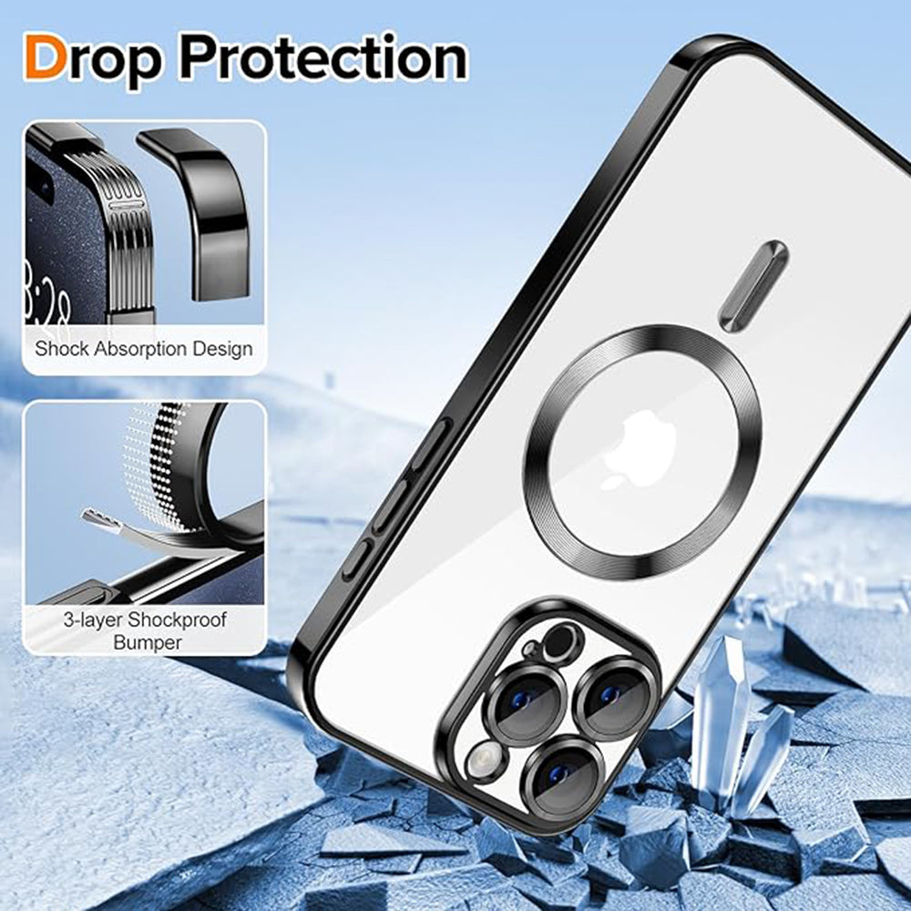 MagSafe-Hülle für Apple iPhone 16 Pro Max, Techsuit, Luxury Crystal, Schwarz