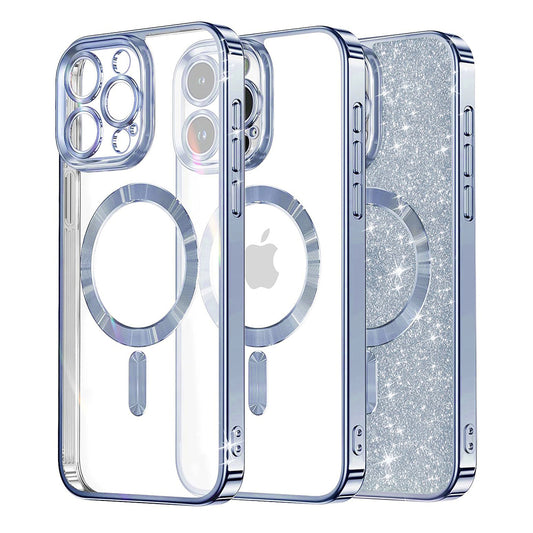 MagSafe-Hülle für Apple iPhone 16 Pro Max, Techsuit, Luxury Glitter, Blau