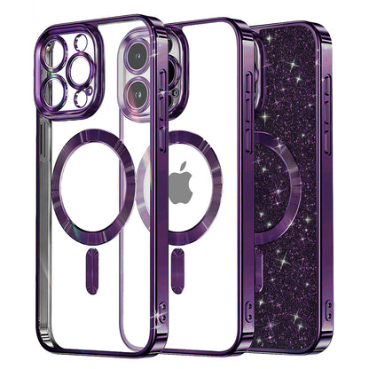 MagSafe-Hülle für Apple iPhone 16 Pro Max, Techsuit, Luxury Glitter, Dunkellila