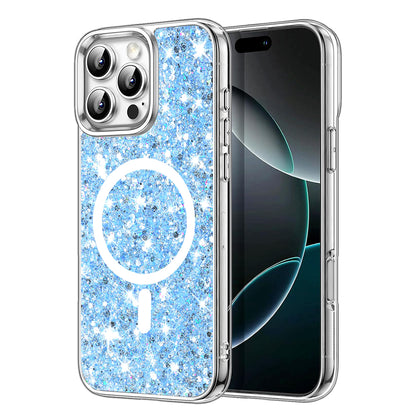 MagSafe-Hülle für Apple iPhone 16 Pro Max, Techsuit, Glitzernd, Blau