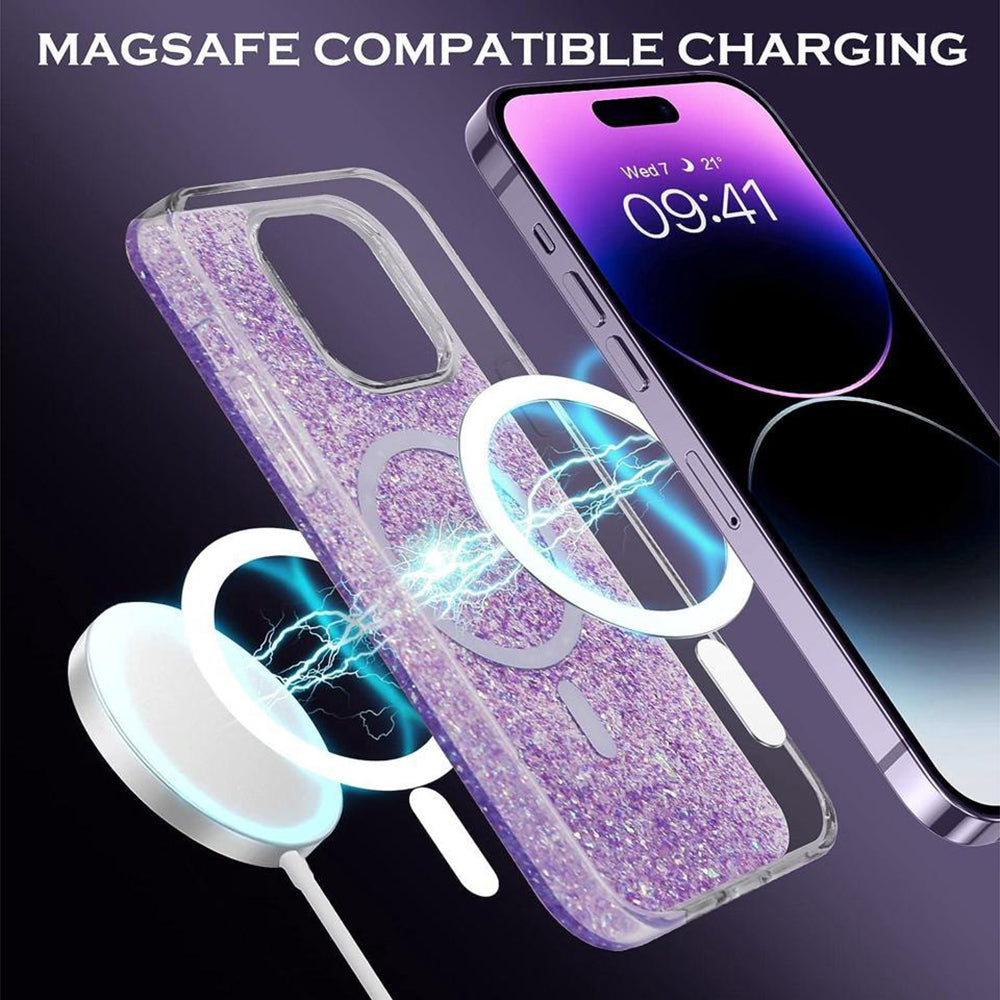 MagSafe-Hülle für Apple iPhone 16 Pro Max, Techsuit, Glitzernd, Blau