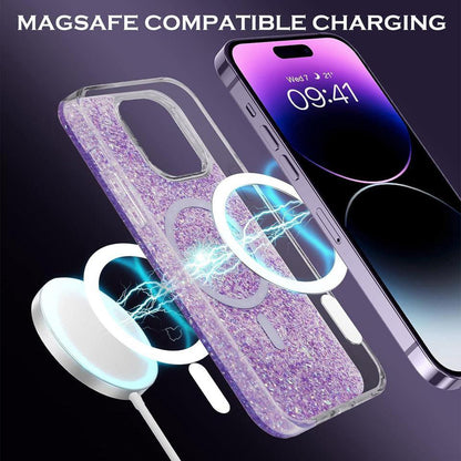 MagSafe-Hülle für Apple iPhone 16 Pro Max, Techsuit, Glitzernd, Blau