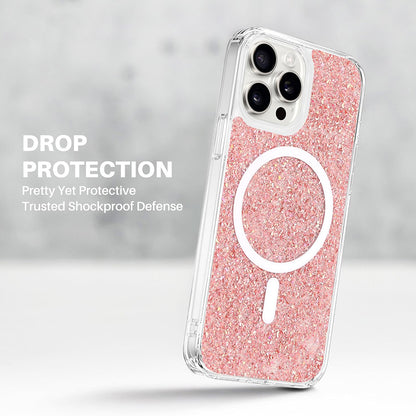 MagSafe-Hülle für Apple iPhone 16 Pro Max, Techsuit, Glitzernd, Blau