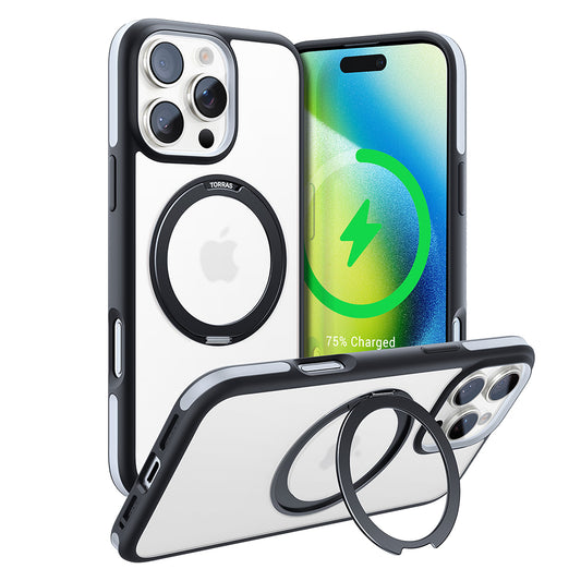 MagSafe Hülle für Apple iPhone 16 Pro Max, Torras, Ostand R Fusion, Schwarz