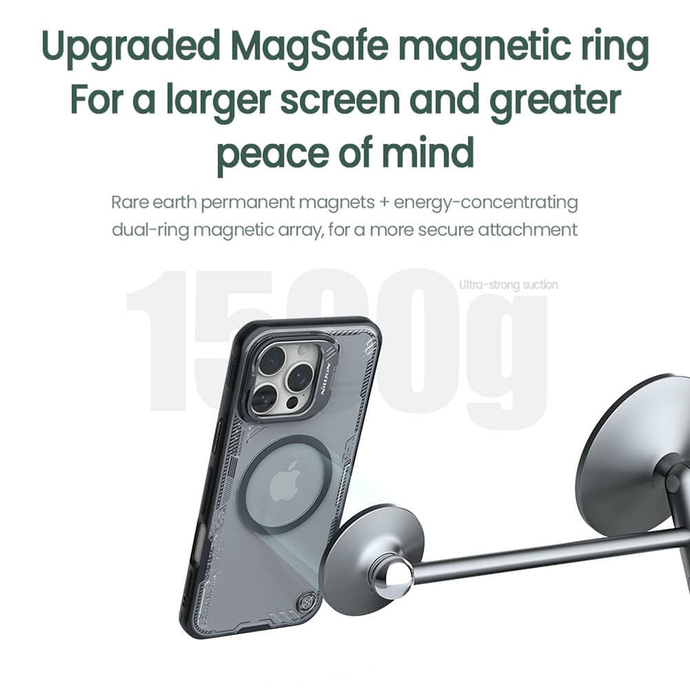 MagSafe-Hülle für Apple iPhone 16 Pro, Nillkin, Iceblade Prop (mit Kameraausschnitt), Grün