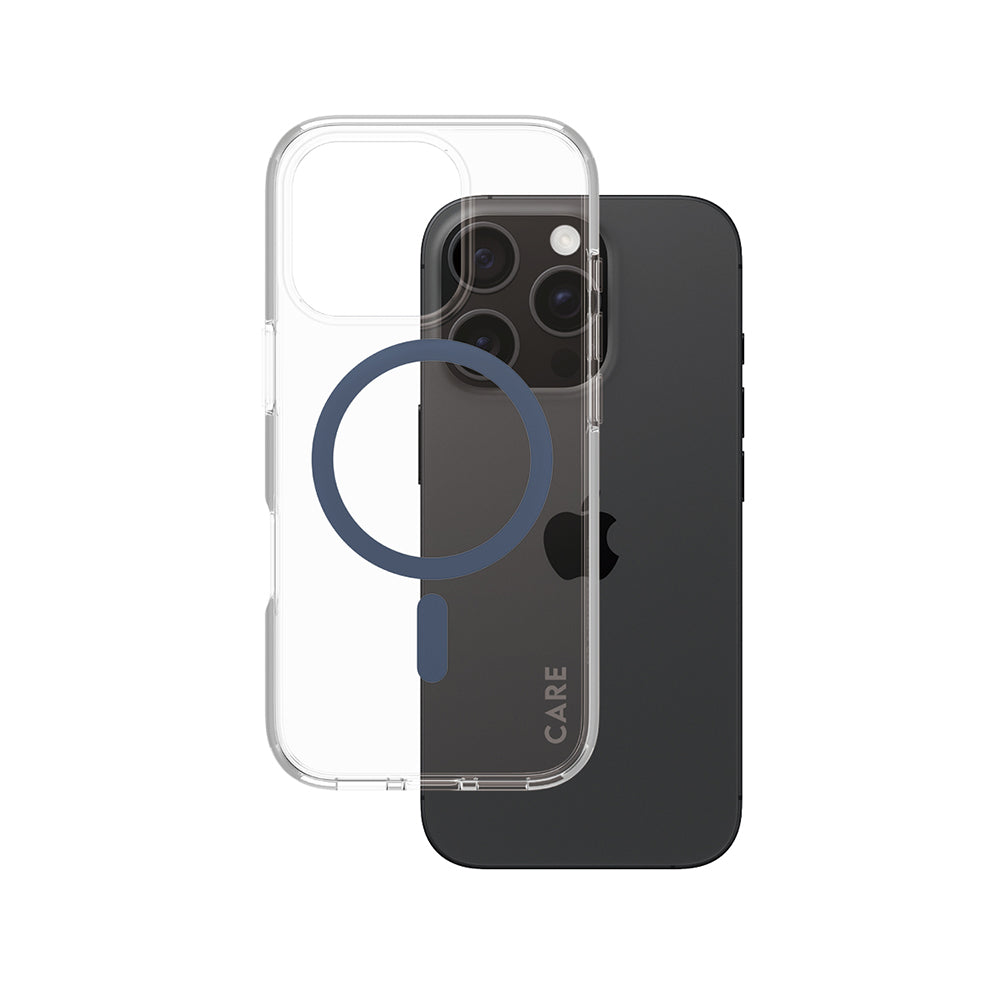 MagSafe Hülle für Apple iPhone 16 Pro, PanzerGlass, Care Urban Combat, Transparent Blau