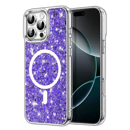 MagSafe-Hülle für Apple iPhone 16 Pro, Techsuit, Glitzernd, Lila