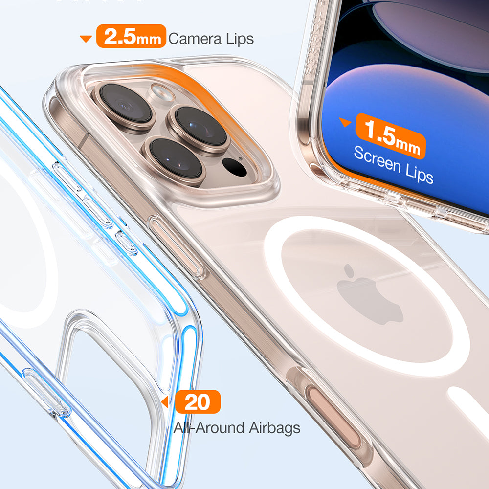 MagSafe Hülle für Apple iPhone 16 Pro, Torras, Diamond, Transparent