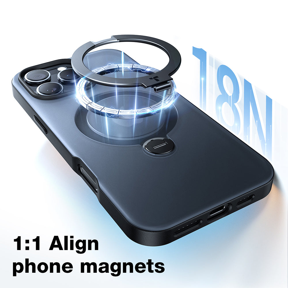 MagSafe Hülle für Apple iPhone 16 Pro, Torras, Ostand Spin, Transparent