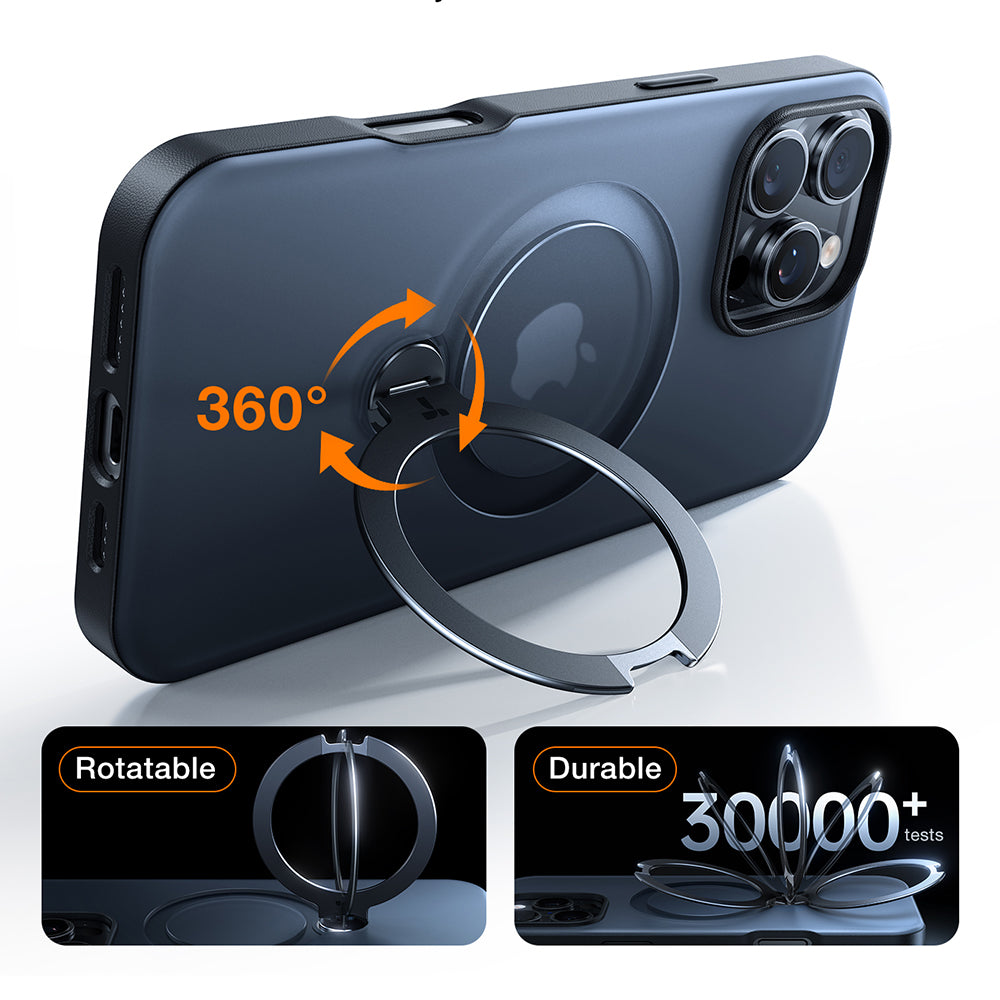 MagSafe Hülle für Apple iPhone 16 Pro, Torras, Ostand Spin, Transparent