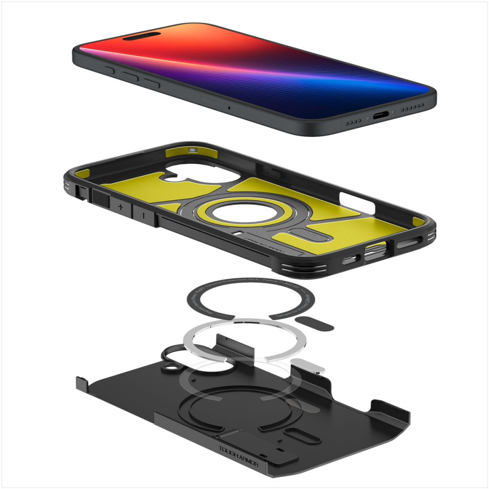MagSafe-Hülle für Apple iPhone 16, Spigen, Tough Armor, Schwarz ACS08216
