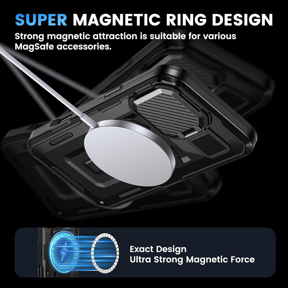 MagSafe-Hülle für Apple iPhone 16, Techsuit, CamVault, Schwarz