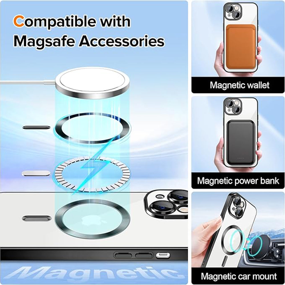 MagSafe-Hülle für Apple iPhone 16, Techsuit, Luxury Crystal, Schwarz
