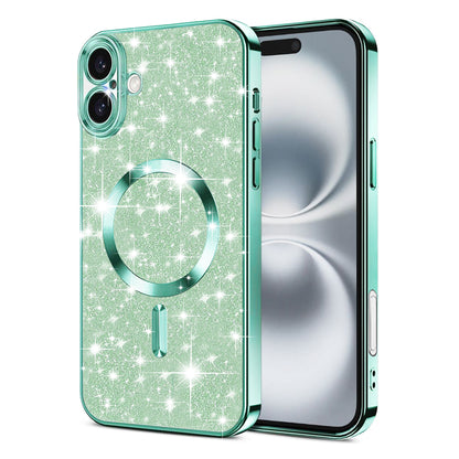 MagSafe-Hülle für Apple iPhone 16, Techsuit, Luxury Glitter, Hellgrün