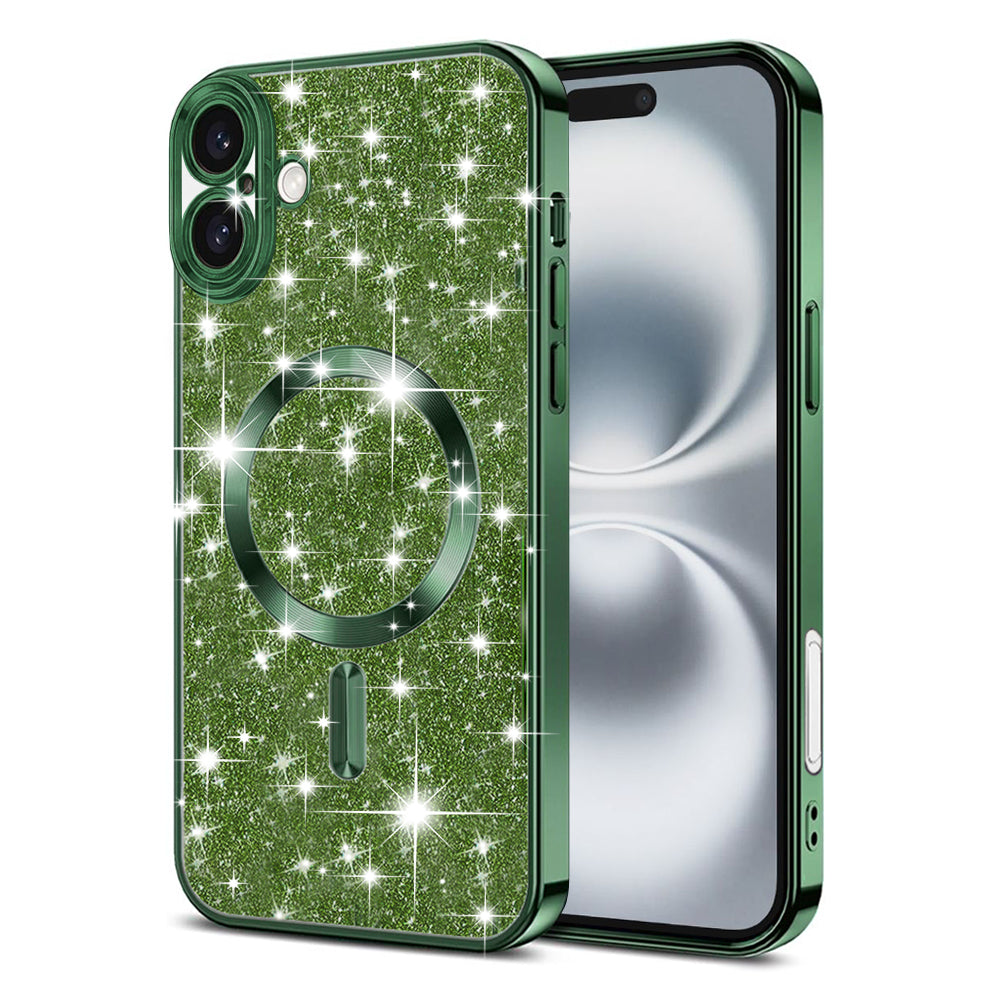 MagSafe-Hülle für Apple iPhone 16, Techsuit, Luxury Glitter, Dunkelgrün