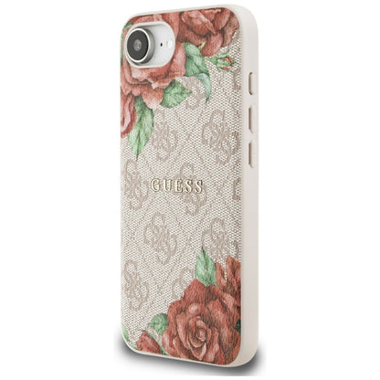 MagSafe Hülle für Apple iPhone 16e, Guess, 4G Flowers Print, Rosa