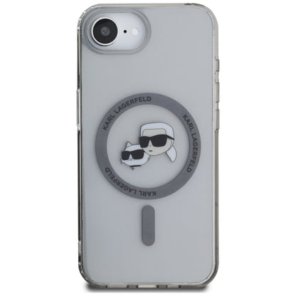 MagSafe Case for Apple iPhone 16e, Karl Lagerfeld, IML Metal Karl & Choupette's Heads, Black