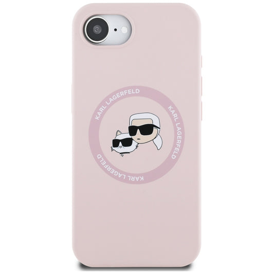 MagSafe Case for Apple iPhone 16e, Karl Lagerfeld, Silicone Karl & Choupette's Heads, Pink