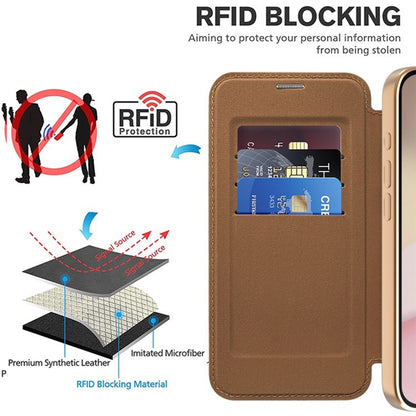 MagSafe Case for Apple iPhone 17e / 16e, Techsuit, SmartMag Book, Brown