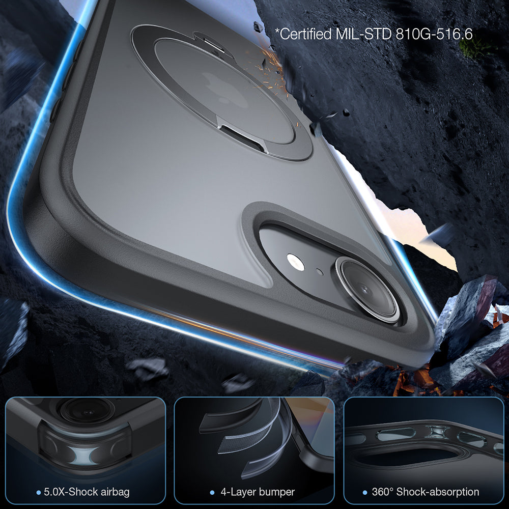 MagSafe Hülle für Apple iPhone 17e / 16e, Torras, Ostand Spin, Schwarz
