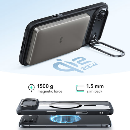 MagSafe Hülle für Apple iPhone 17 Air, ESR, Classic Hybrid Kickstand, Schwarz Transparent