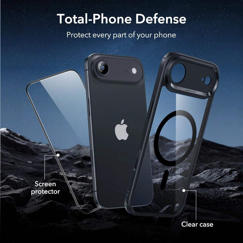 MagSafe Hülle für Apple iPhone 17 Air, ESR, Classic Hybrid mit Displayschutz, Schwarz Transparent