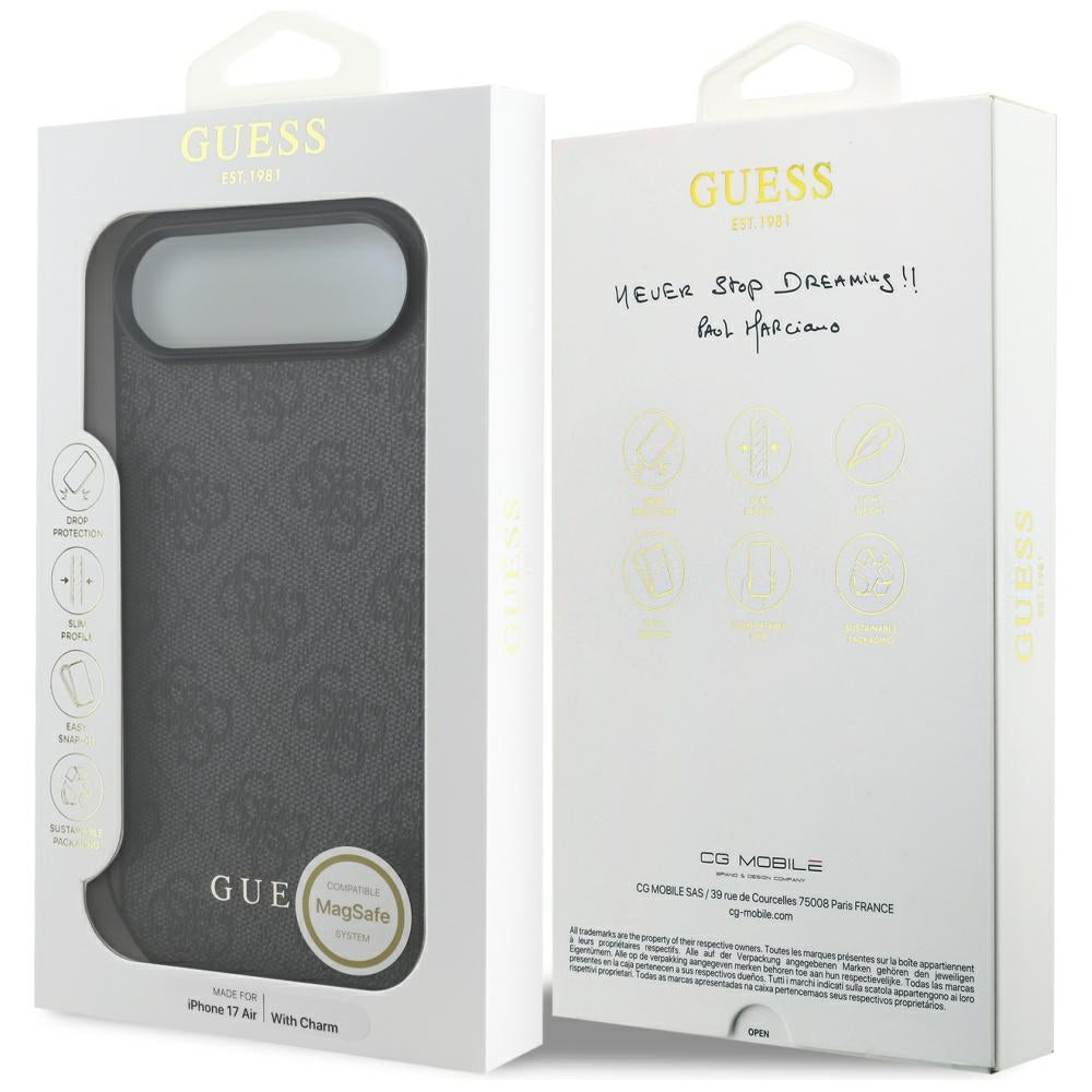 MagSafe Hülle für Apple iPhone 17 Air, Guess, 4G Charm Cradle, Schwarz