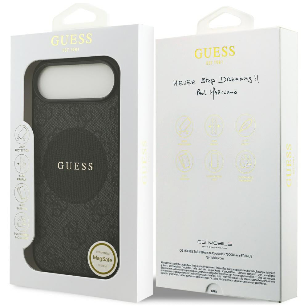 MagSafe Hülle für Apple iPhone 17 Air, Guess, 4G Circle Classic Logo, Schwarz