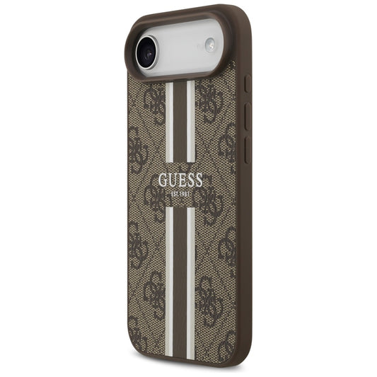 MagSafe Hülle für Apple iPhone 17 Air, Guess, 4G Printed Stripes, Braun