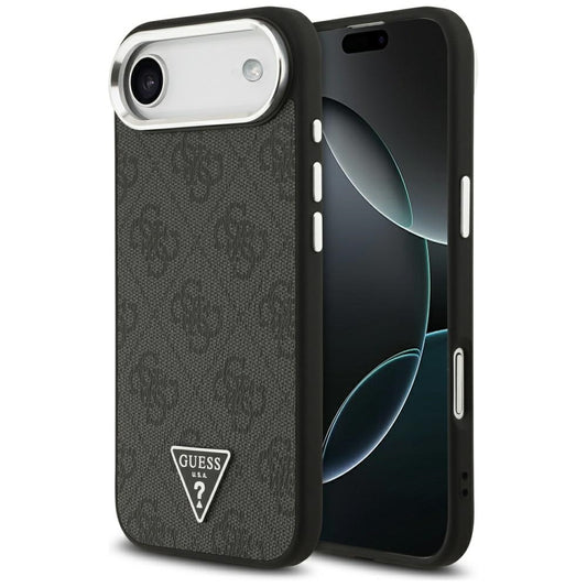 MagSafe Hülle für Apple iPhone 17 Air, Guess, 4G Triangle Logo, Schwarz Silbern