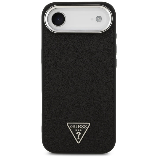 MagSafe Hülle für Apple iPhone 17 Air, Guess, Glitter Triangle Logo, Schwarz