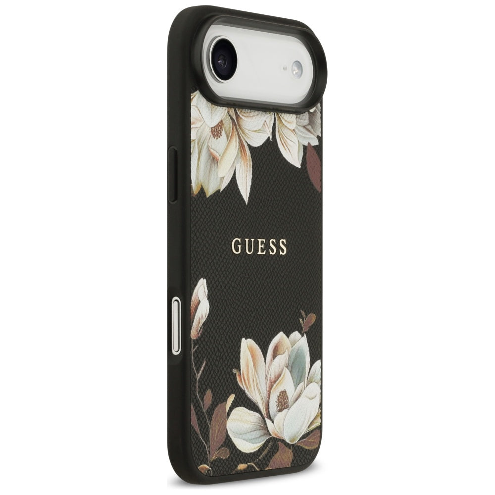 MagSafe Hülle für Apple iPhone 17 Air, Guess, Grained Flowers, Schwarz